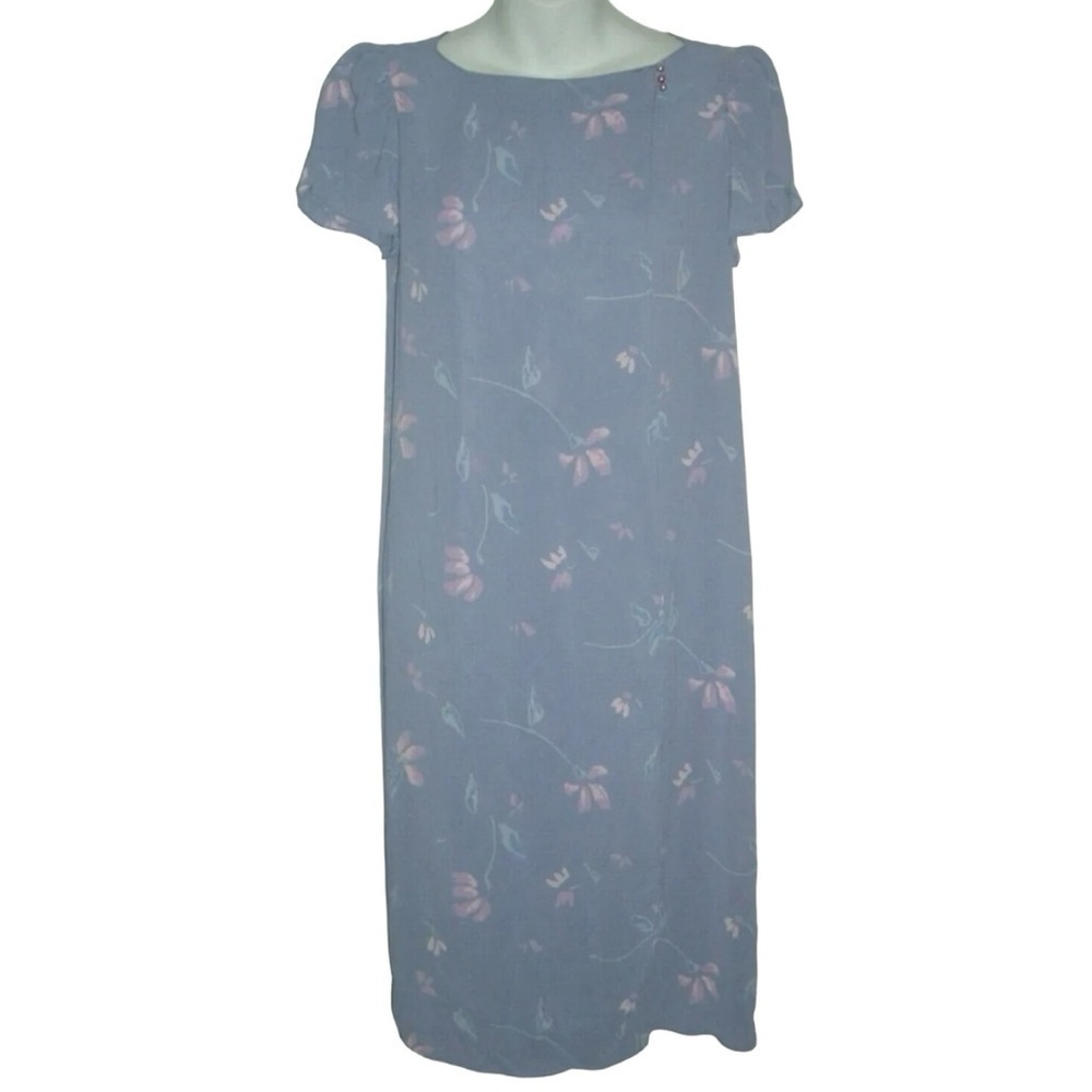 Jody California Vintage Nightie Purple Floral Pearl Night Gown Lingerie Peignor